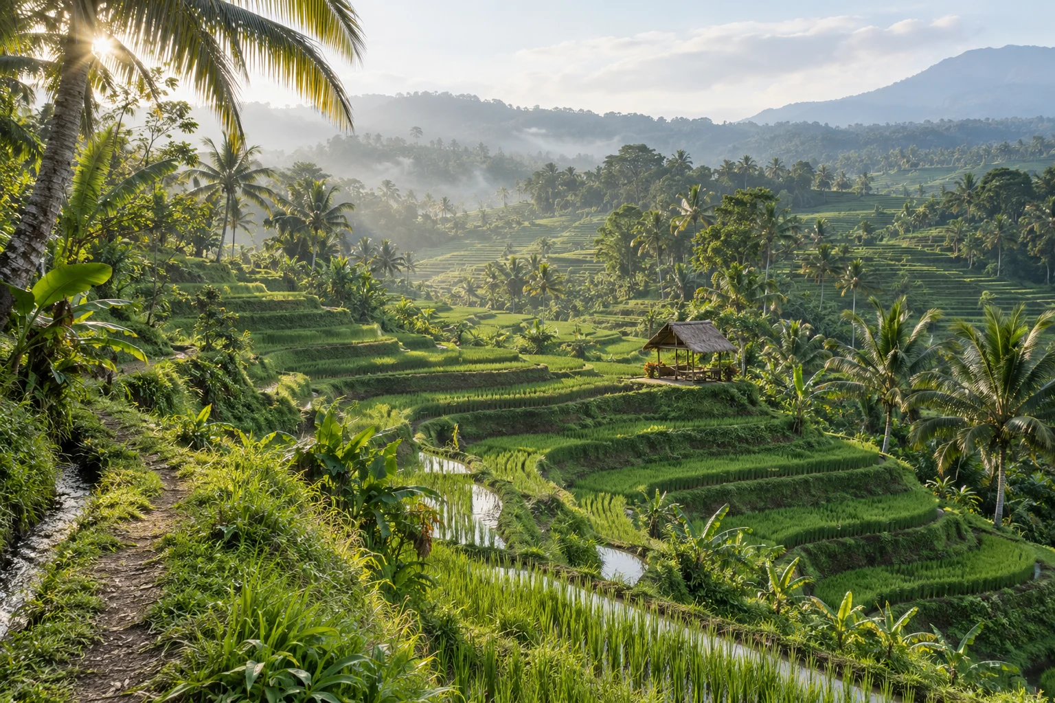 AI-generated illustration: Bali-inspired rice terraces, Indonesia