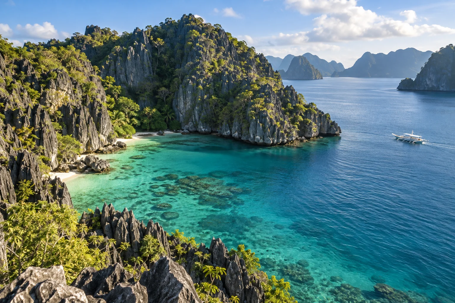 AI-generated illustration: Palawan-inspired coast, Philippines