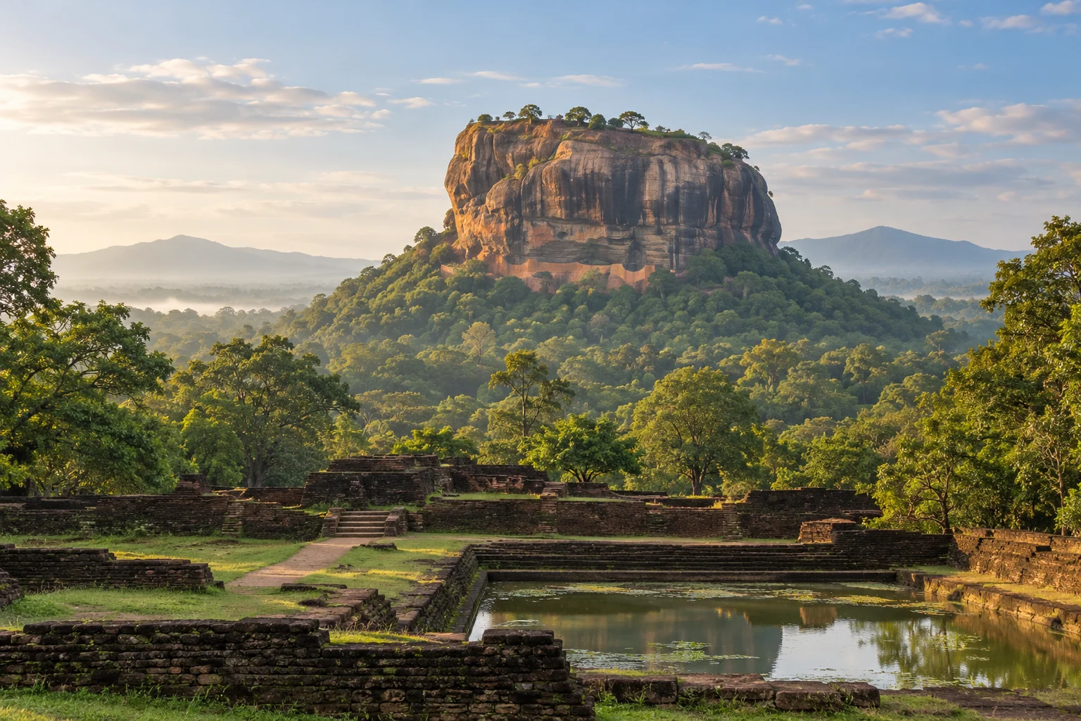 AI-generated illustration: Sigiriya-inspired cultural landscape, Sri Lanka