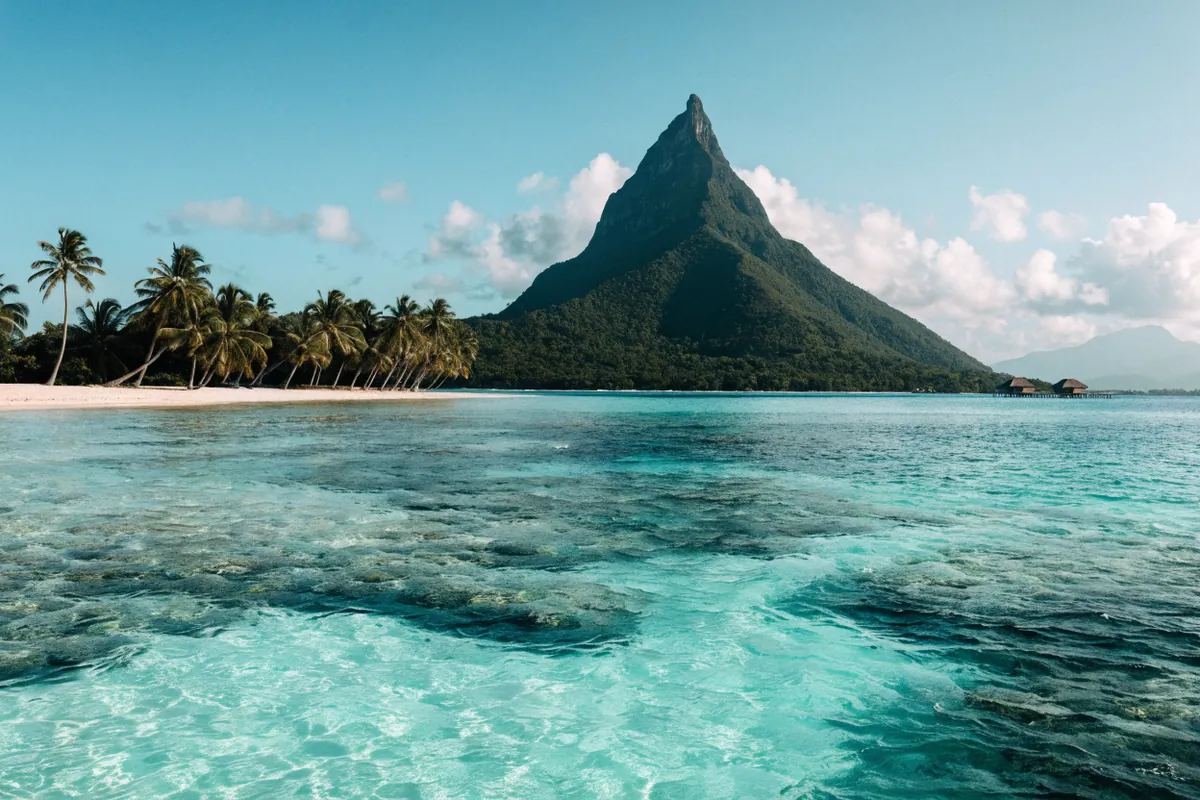 AI-generated illustration: Bora Bora-inspired lagoon
