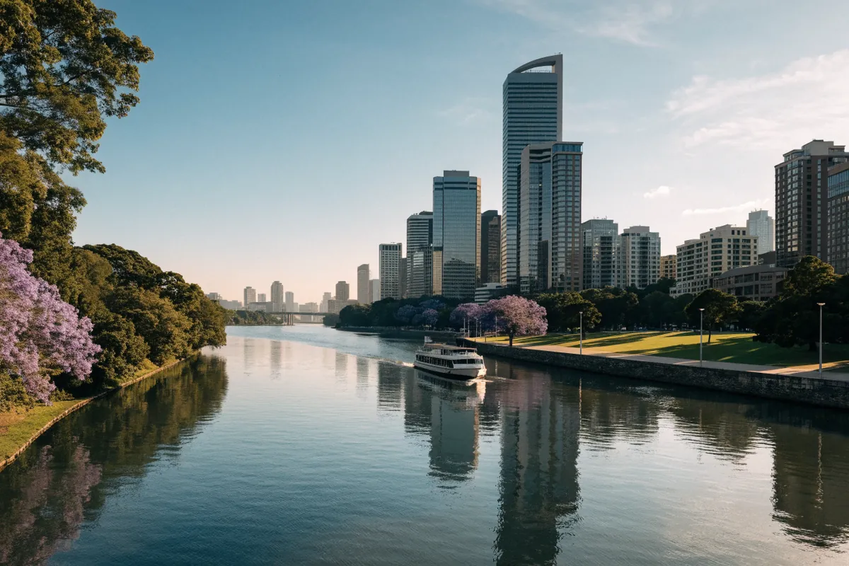 AI-generated illustration: Brisbane-inspired river