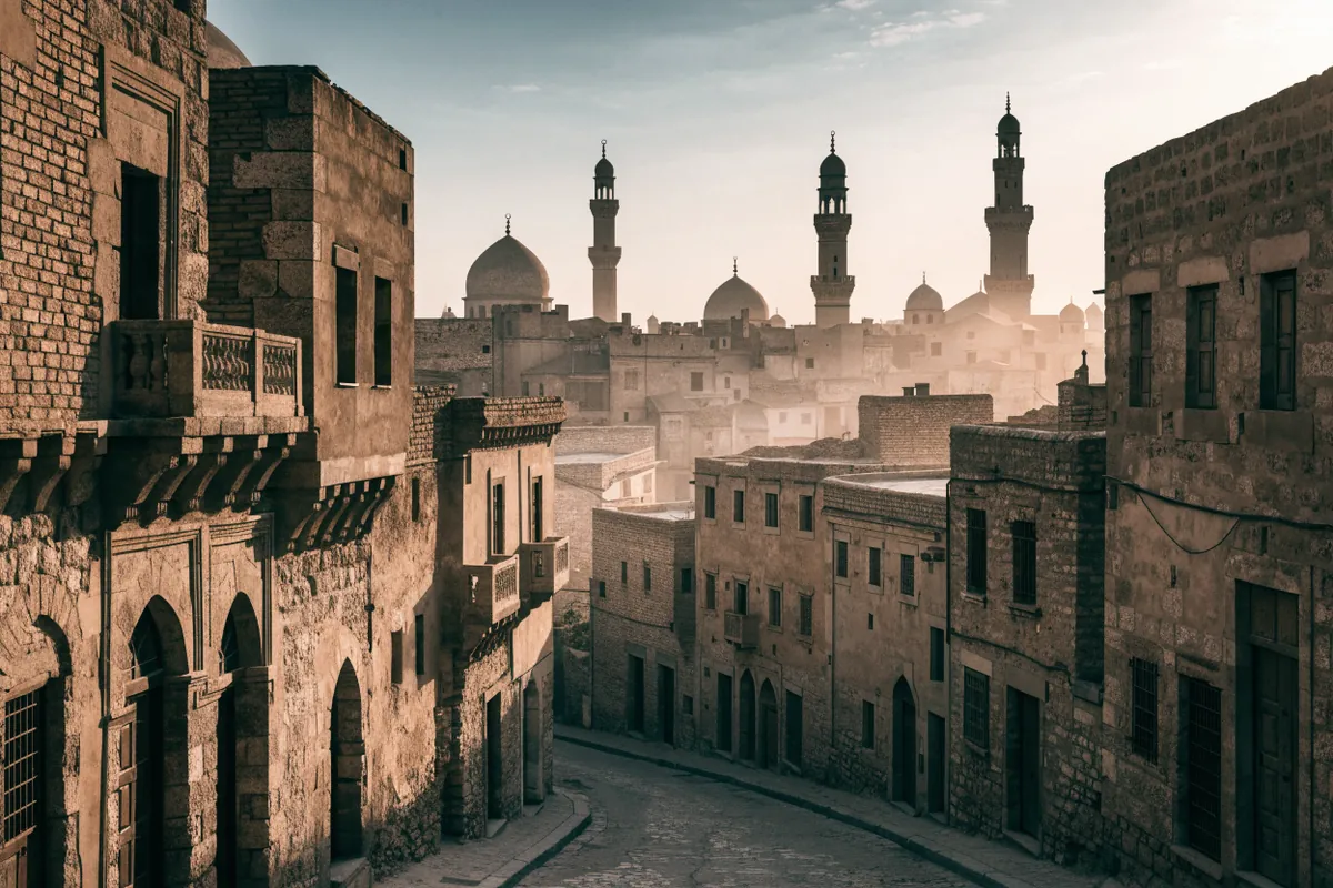 AI-generated illustration: Cairo-inspired historic quarter