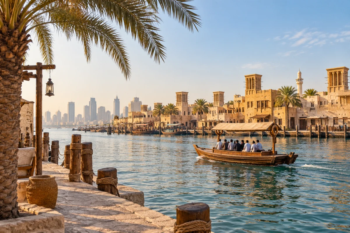 AI-generated illustration: Dubai-inspired creek and heritage quarter