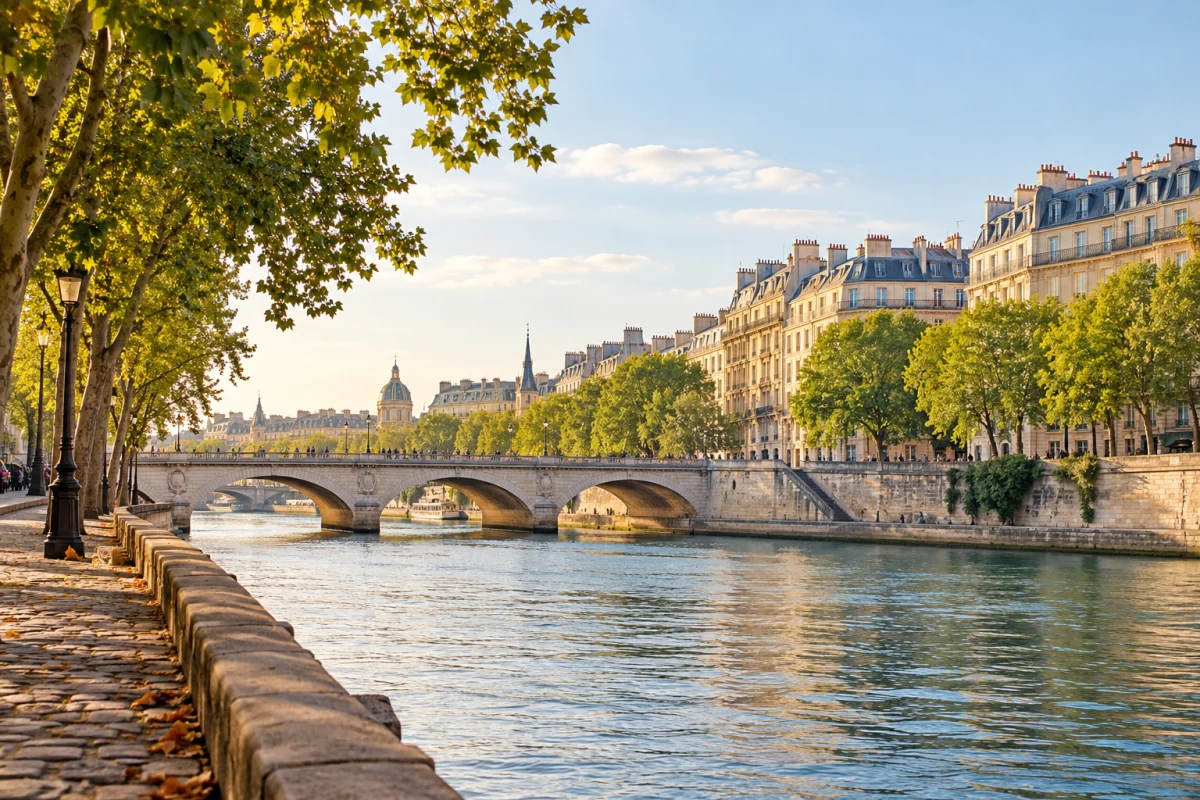 AI-generated illustration: Paris-inspired riverside morning