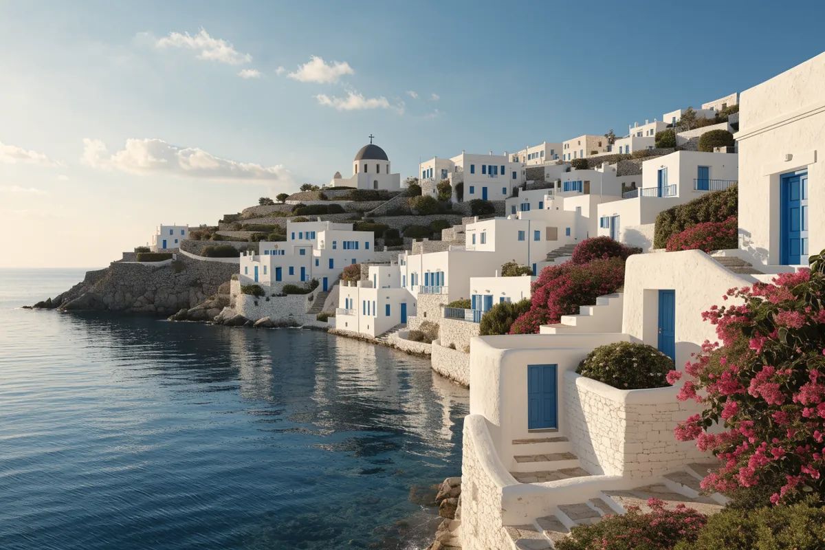 AI-generated illustration: Greek island-inspired village