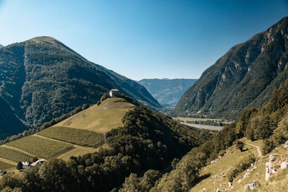 AI-generated illustration: Liechtenstein-inspired Alpine valley