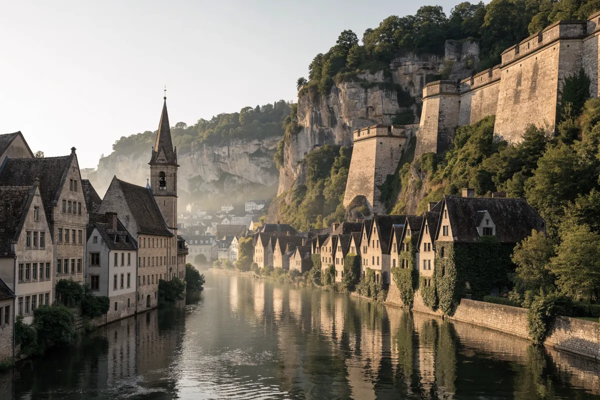 AI-generated illustration: Luxembourg-inspired old quarters