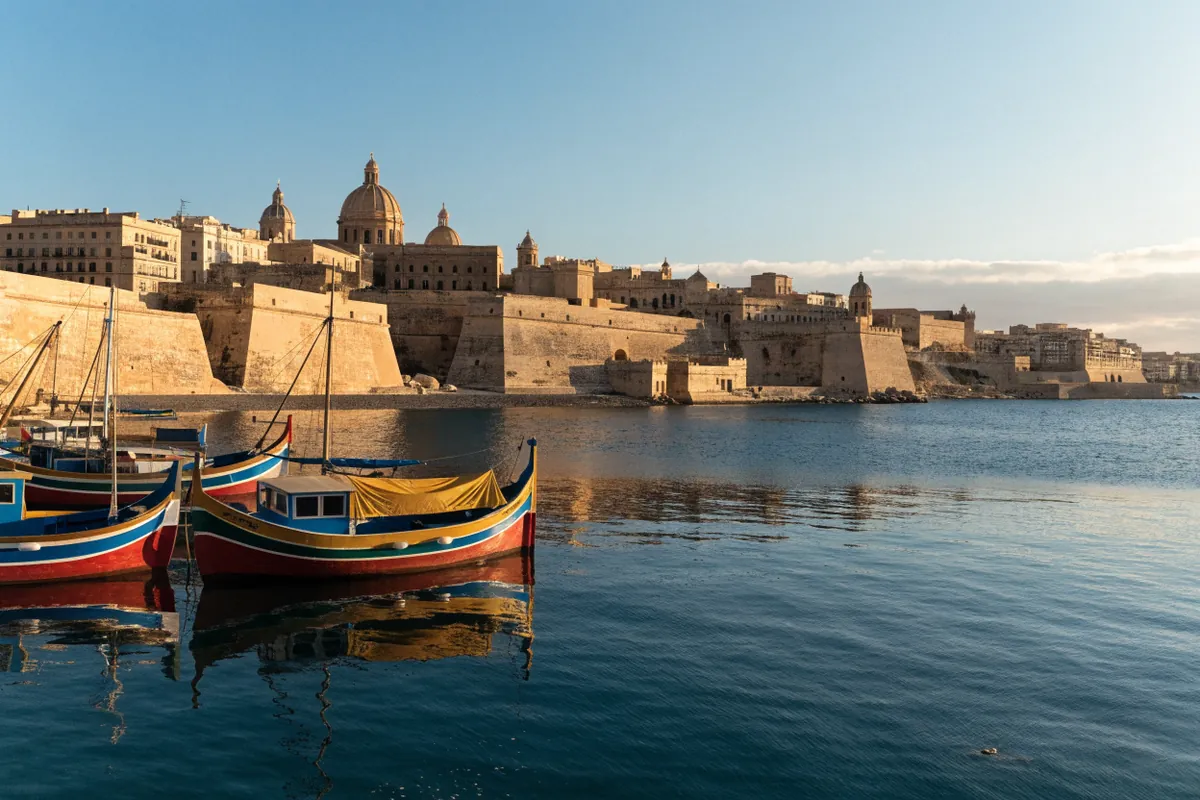 AI-generated illustration: Valletta-inspired harbour