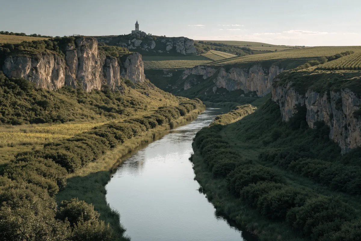 AI-generated illustration: Orheiul Vechi-inspired valley