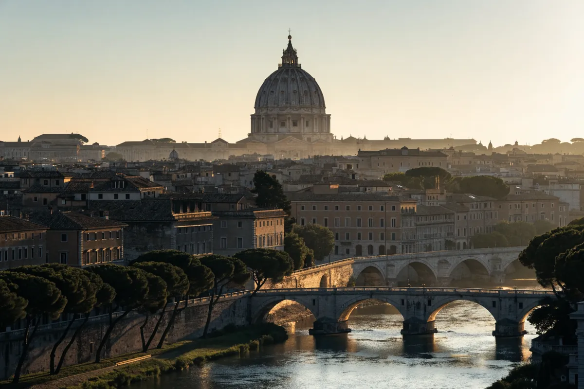 AI-generated illustration: St Peter's-inspired Rome view