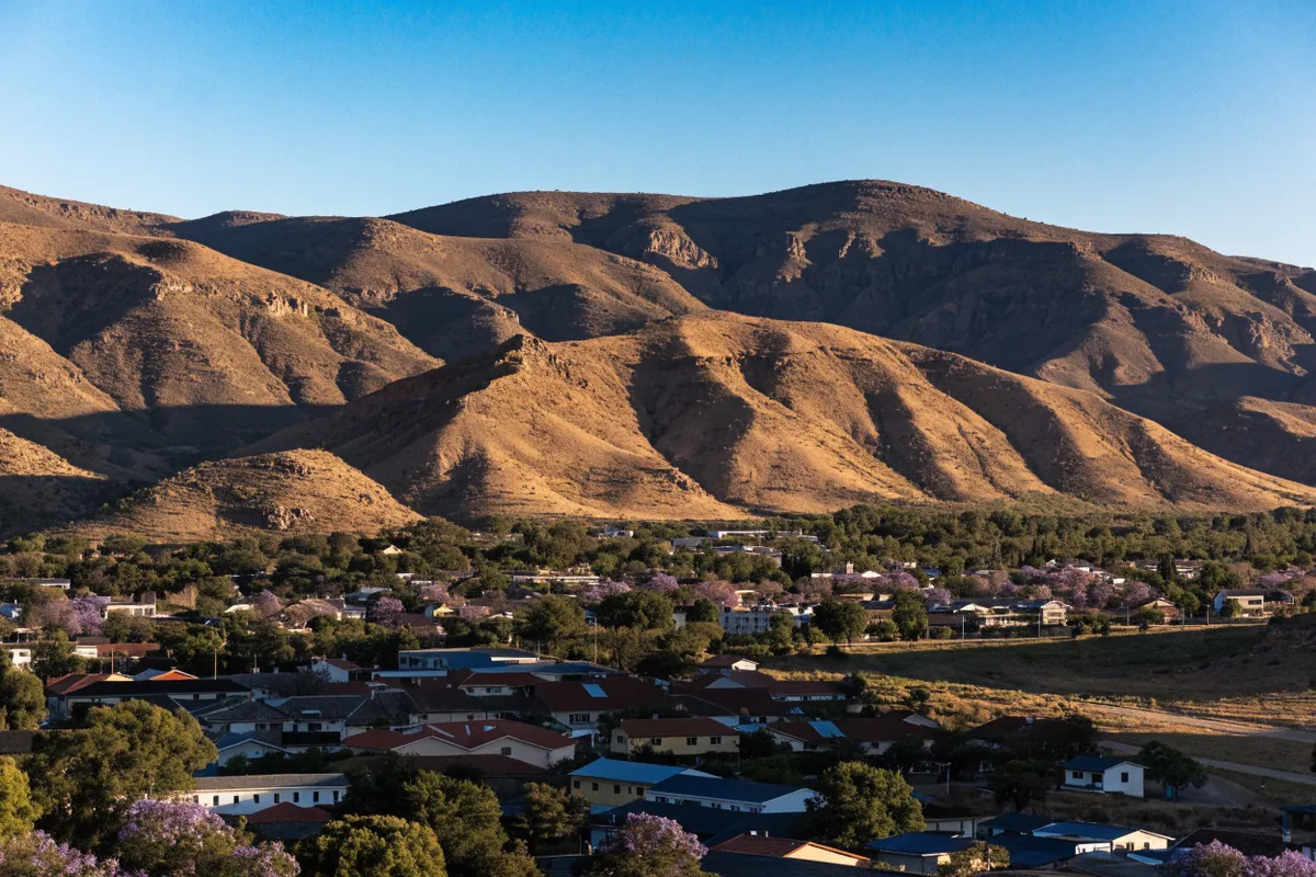 AI-generated illustration: Windhoek-inspired highland town
